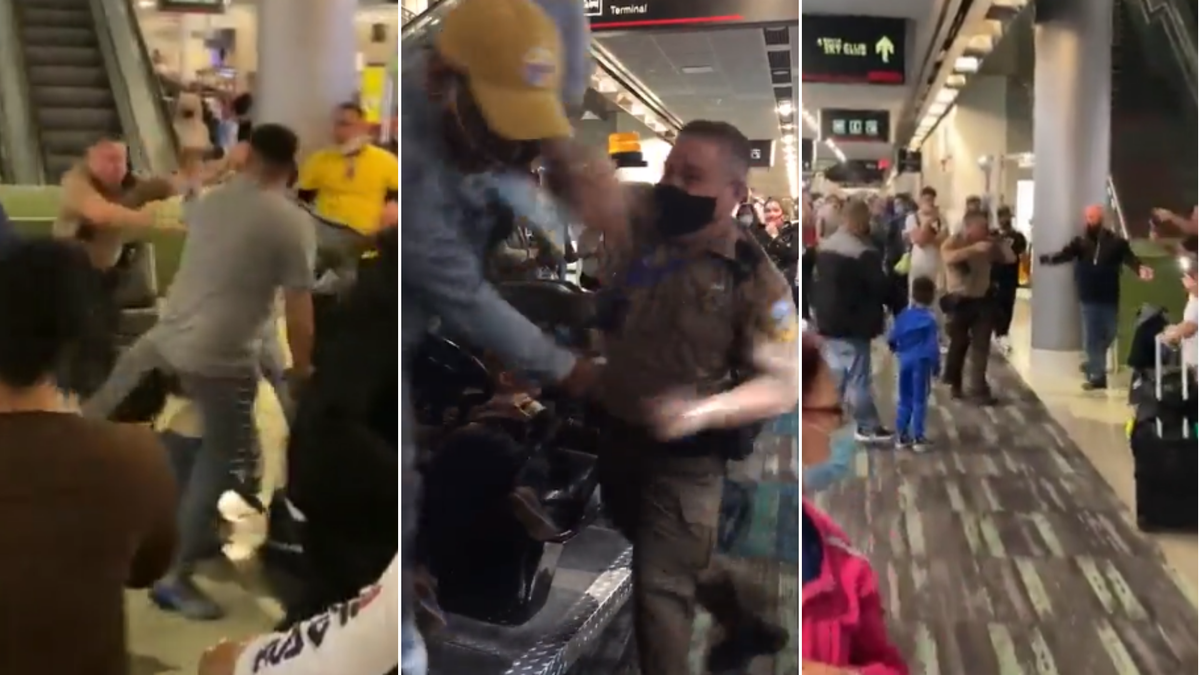 Miami airport brawl: Two detained after fight breaks out and officer pulls out gun at international airport