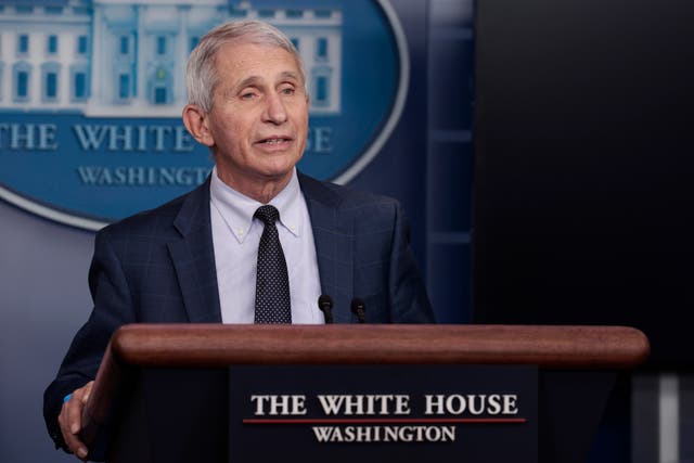 <p>Dr Anthony Fauci gives an update on the Omicron variant during the daily press briefing at the White House </p>