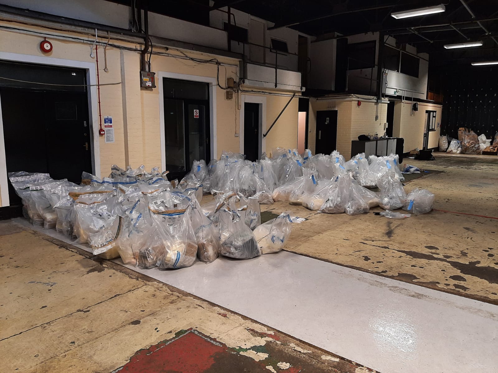 Bags of cocaine seized at the port in Sheerness, Kent on Monday. (National Crime Agency/PA)