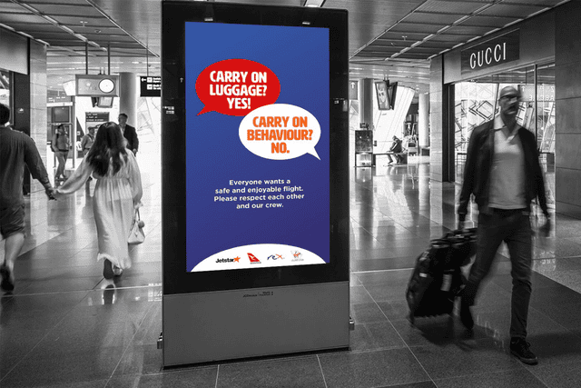 <p>Campaign artwork in Australian airports</p>