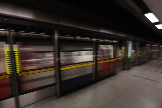 A tube train at Westminster (James Manning/PA)