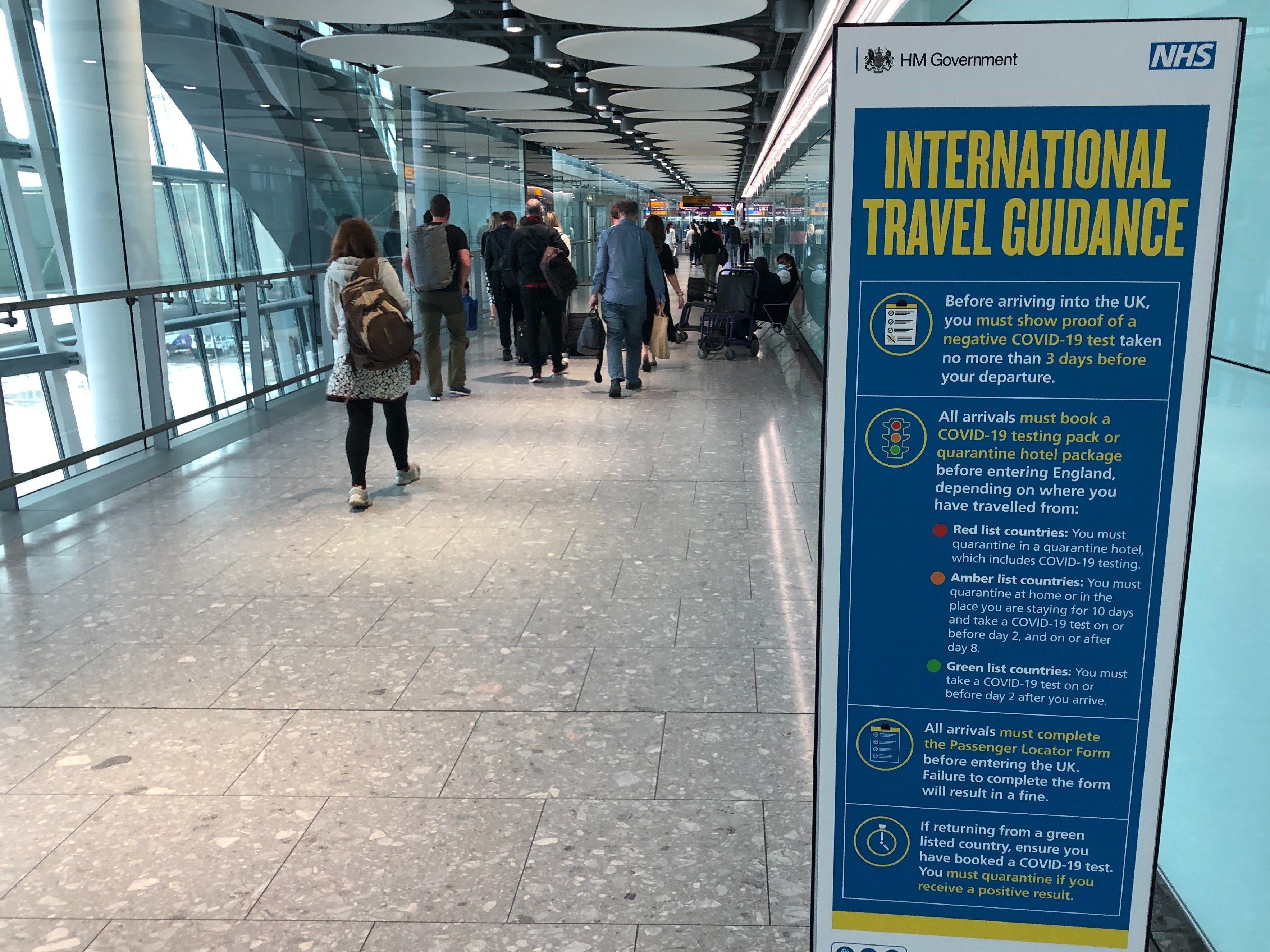 Waiting game: arrivals at airports such as Heathrow will no longer need to self-isolate until the result of a test is known