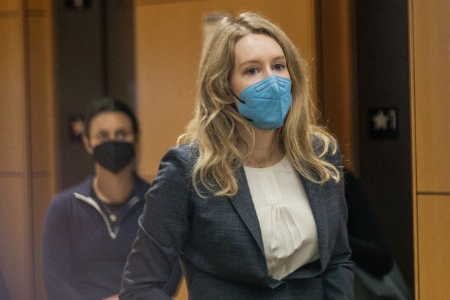 <p>Elizabeth Holmes arrives in court during her fraud trial </p>