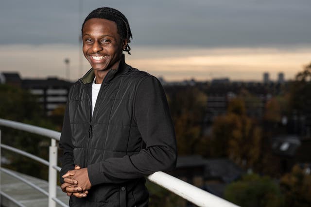 <p>Tyreek Kasim, pictured at the west London offices of the BBC where he is an apprentice</p>