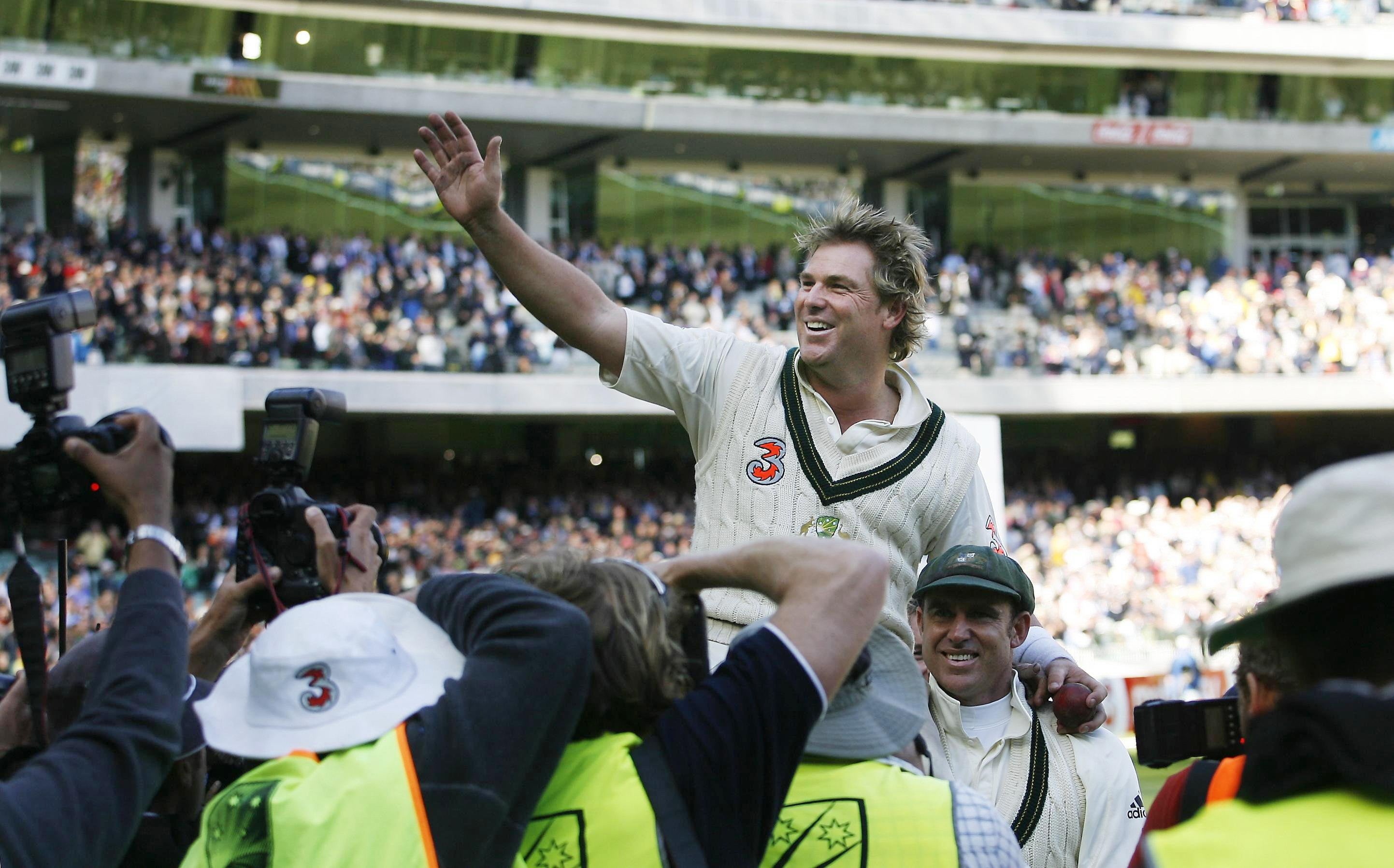 Shane Warne took his 700th Test wicket against England (Gareth Copley/PA)