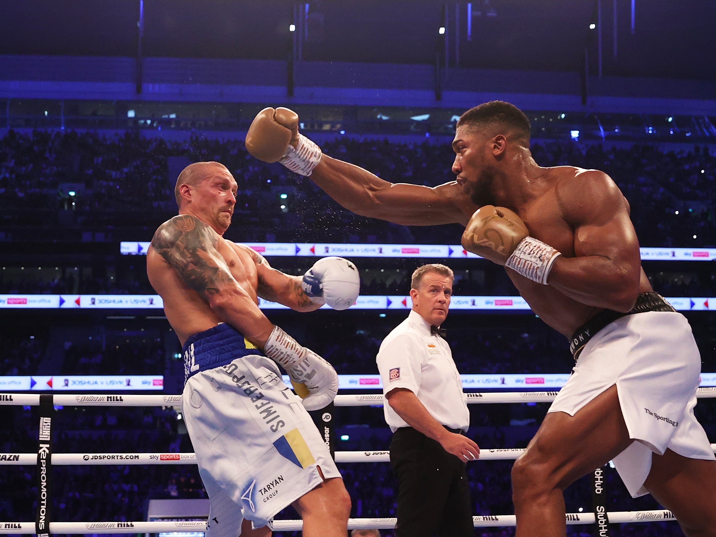 Oleksandr Usyk (left) comfortably outpointed Anthony Joshua in September