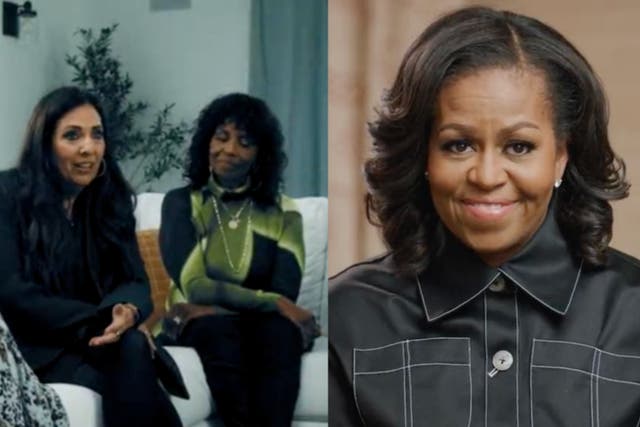 <p>Michelle Obama, Sharon Feldstein, and Pauletta Washington</p>