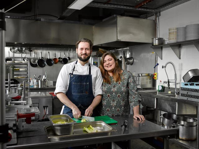 Charlotte Major, right, and her husband Martin run a business hosting fine dining events (Mark Griffiths/PA)