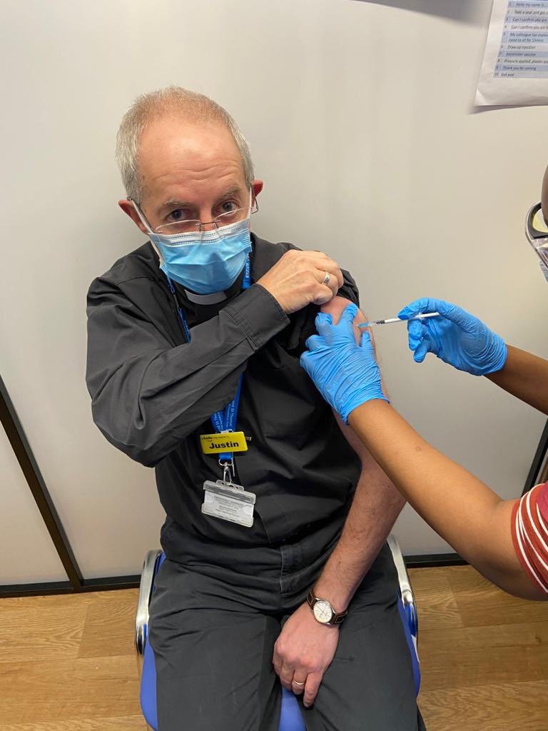 Archbishop of Canterbury Justin Welby receiving his coronavirus vaccination (Archbishop of Canterbury/PA)