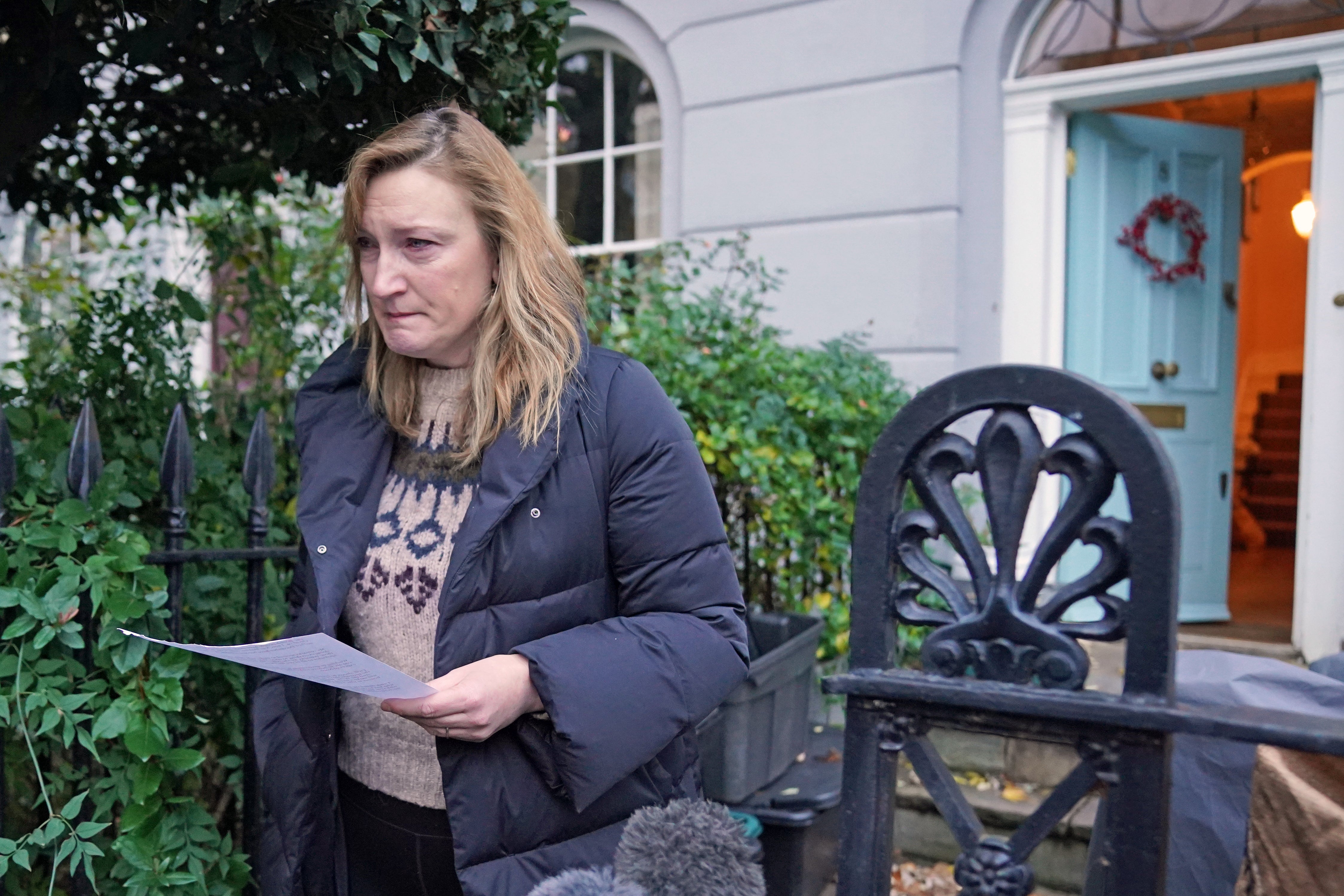 Allegra Stratton speaking outside her home in north London(Jonathan Brady/PA)