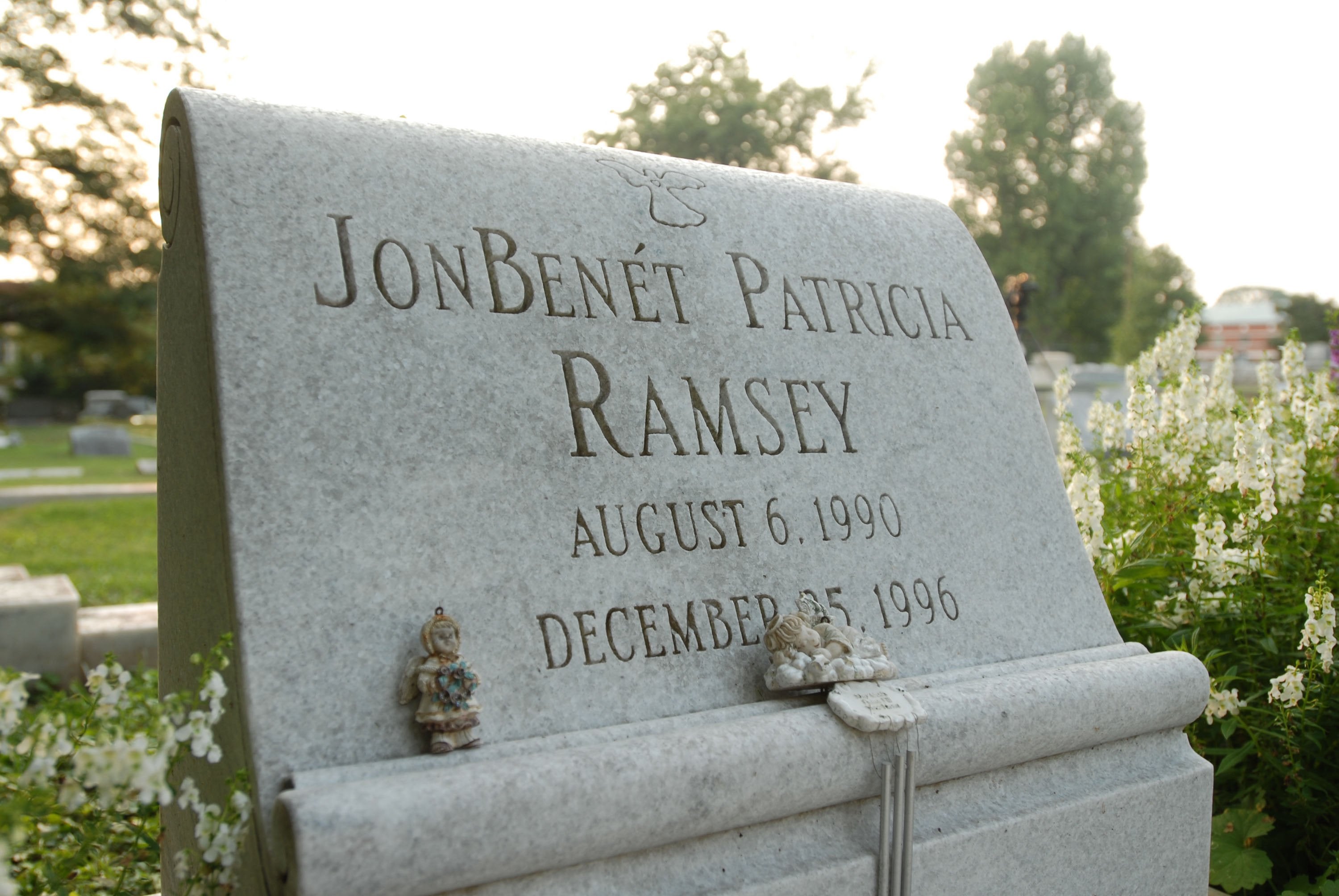 The grave of JonBenét Ramsey is shown August 16, 2006 in Marietta, Georgia