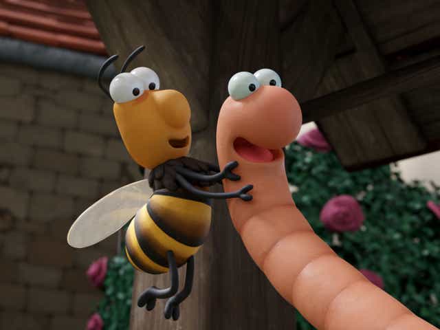 <p>A bee uses Superworm’s head as one end of a skipping rope</p>