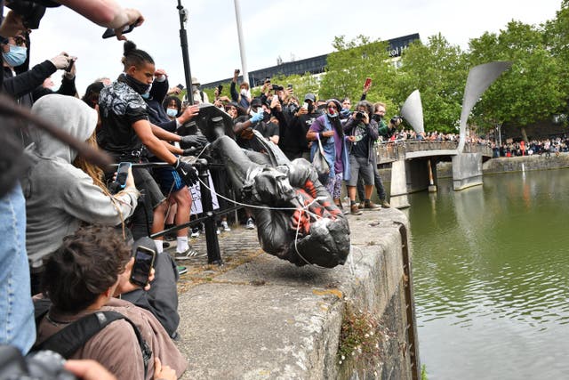 Protesters dropped the statue of Edward Colston into Bristol harbour (Ben Birchall/PA)