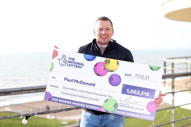 Paul McDonald, from Bexhill, won £1m on the National Lottery (The National Lottery/PA)
