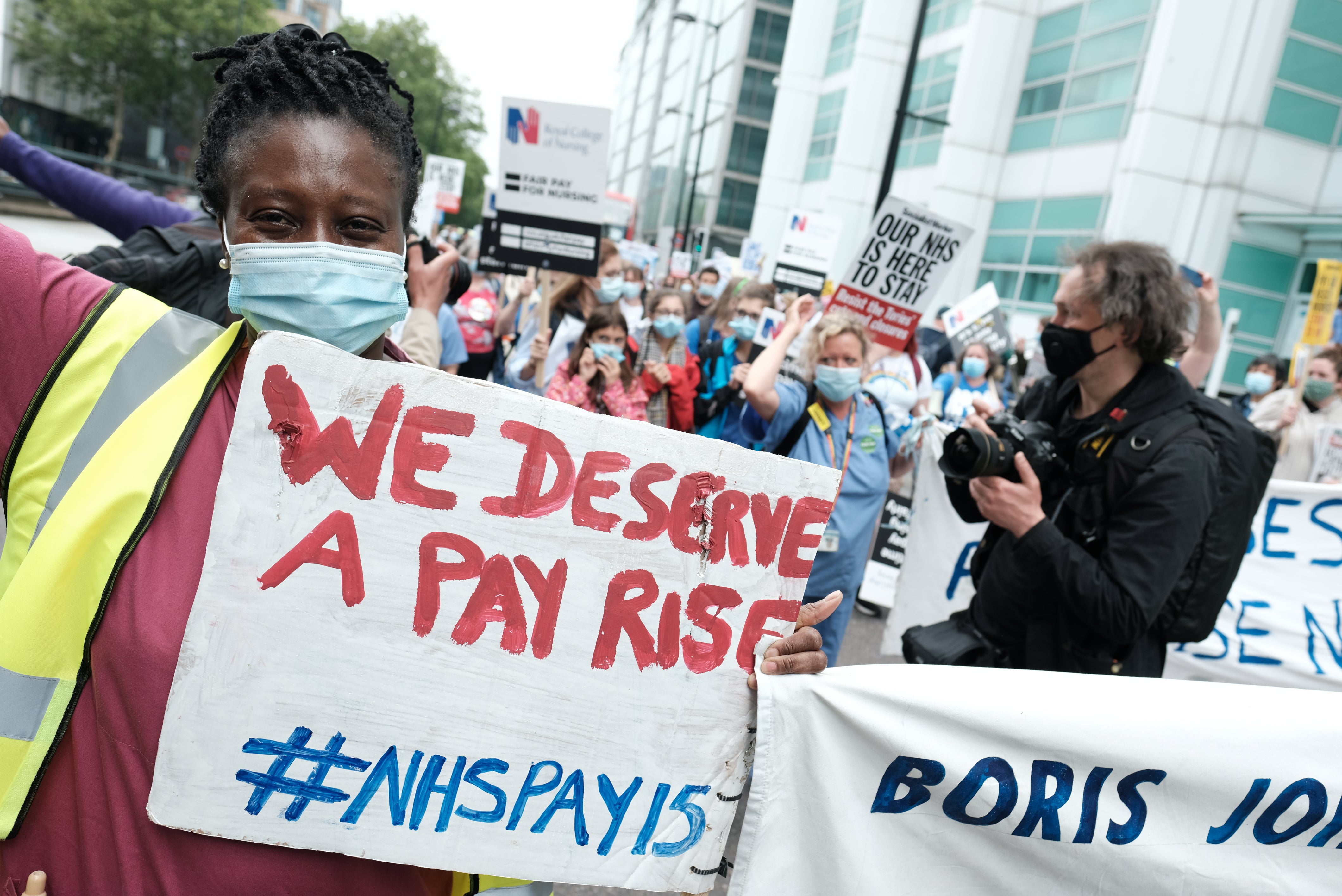 Nurses march to Downing Street in protest at an ‘underwhelming’ pay deal on the 73rd anniversary of the founding of the NHS