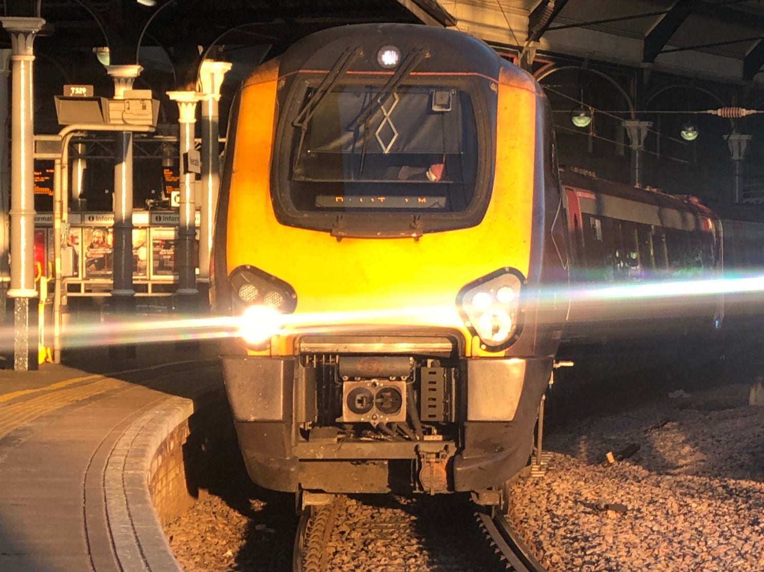Heading south: a CrossCountry train at Newcastle station