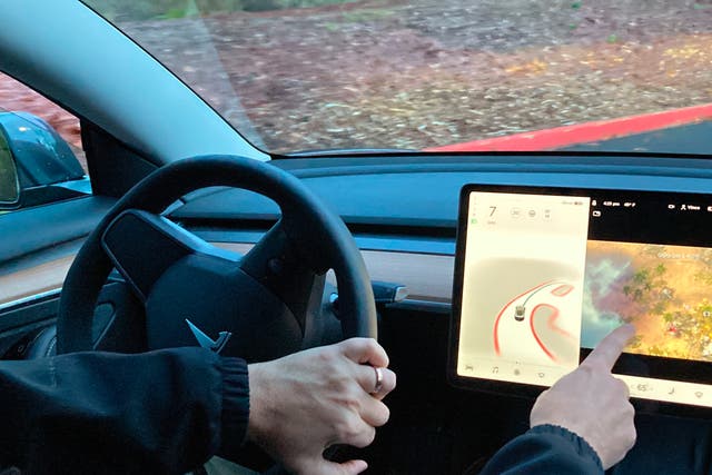 <p>A Tesla owner demonstrating how he was able to play games at the wheel of a vehicle </p>