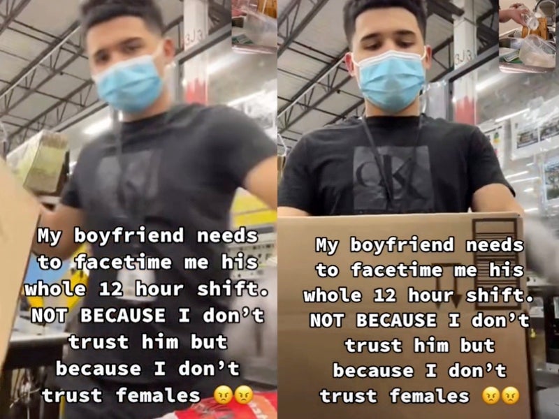 <p>Woman claims she has boyfriend FaceTime her the entire time he is at work</p>