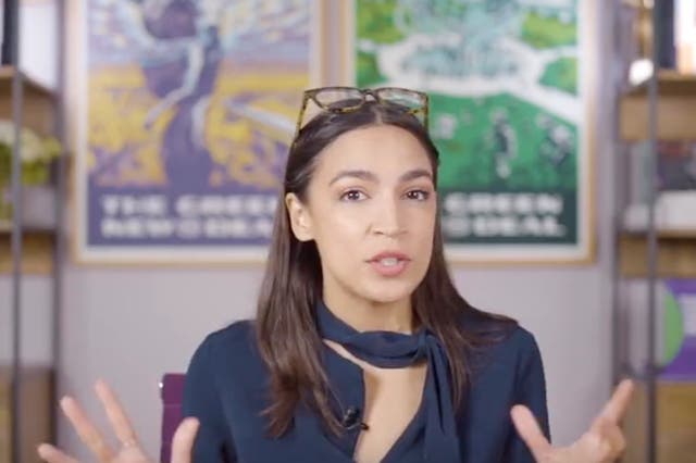 <p>US Representative Alexandria Ocasio-Cortez in a video highlighting her and her team’s accomplishments during 2021.</p>