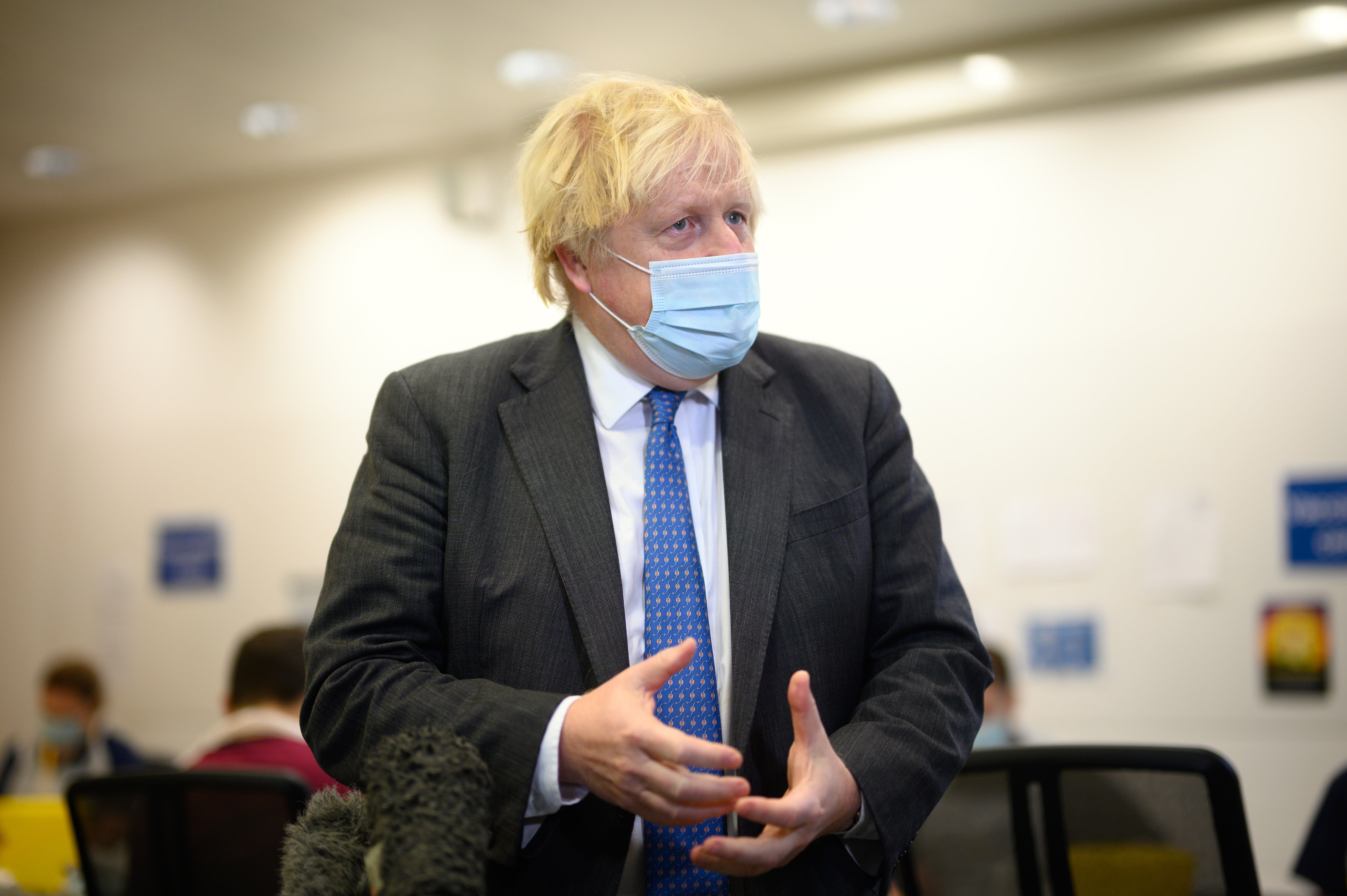 Prime Minister Boris Johnson during a visit to a vaccination centre in Ramsgate, Kent (Leon Neal/PA)