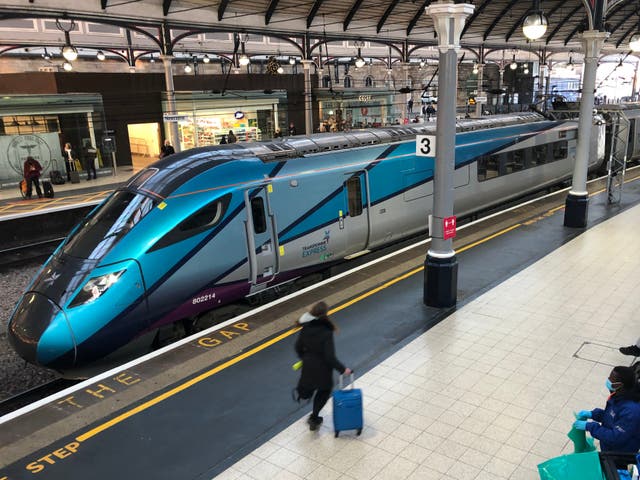 <p>Departing soon? TransPennine Express train at Newcastle station. The operator has so far cancelled 29 services on Thursday  </p>