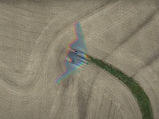 <p>A US Air Force stealth bomber seen on Google Maps</p>