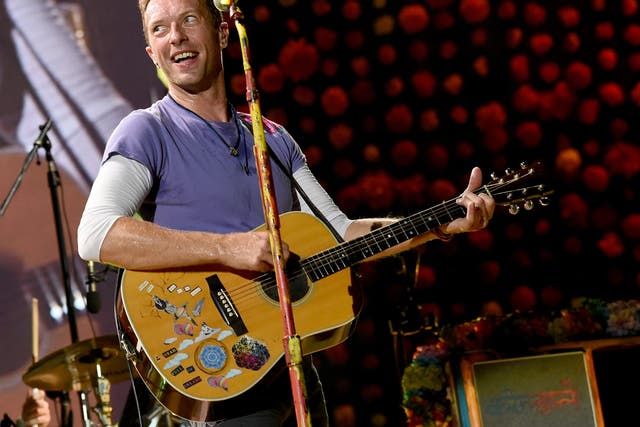 <p>Coldplay’s Chris Martin performing in California in 2017 </p>