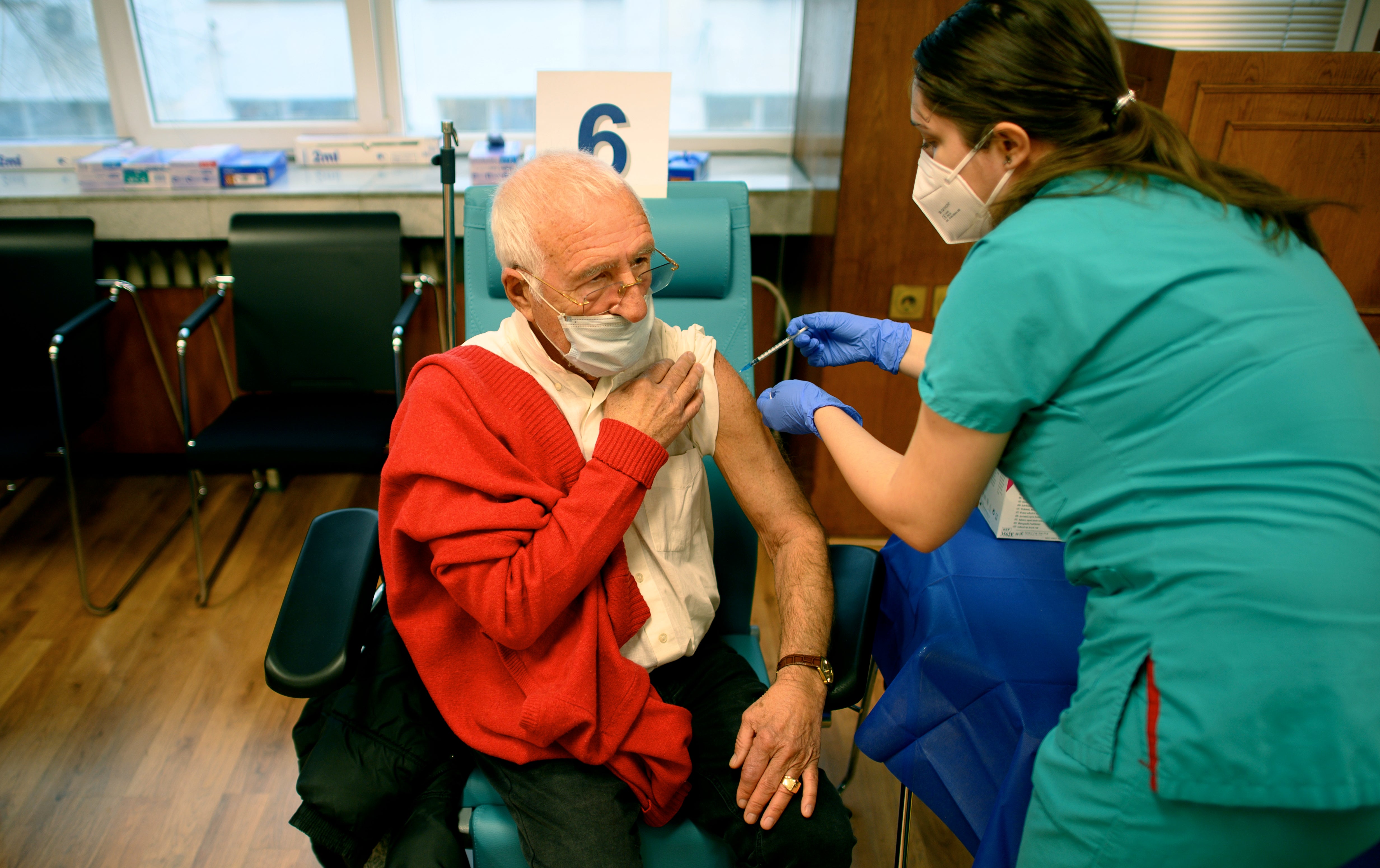 File photo: A man gets vaccinated at the Military Medical Academy in Sofia, Bulgaria, 22 February 2021