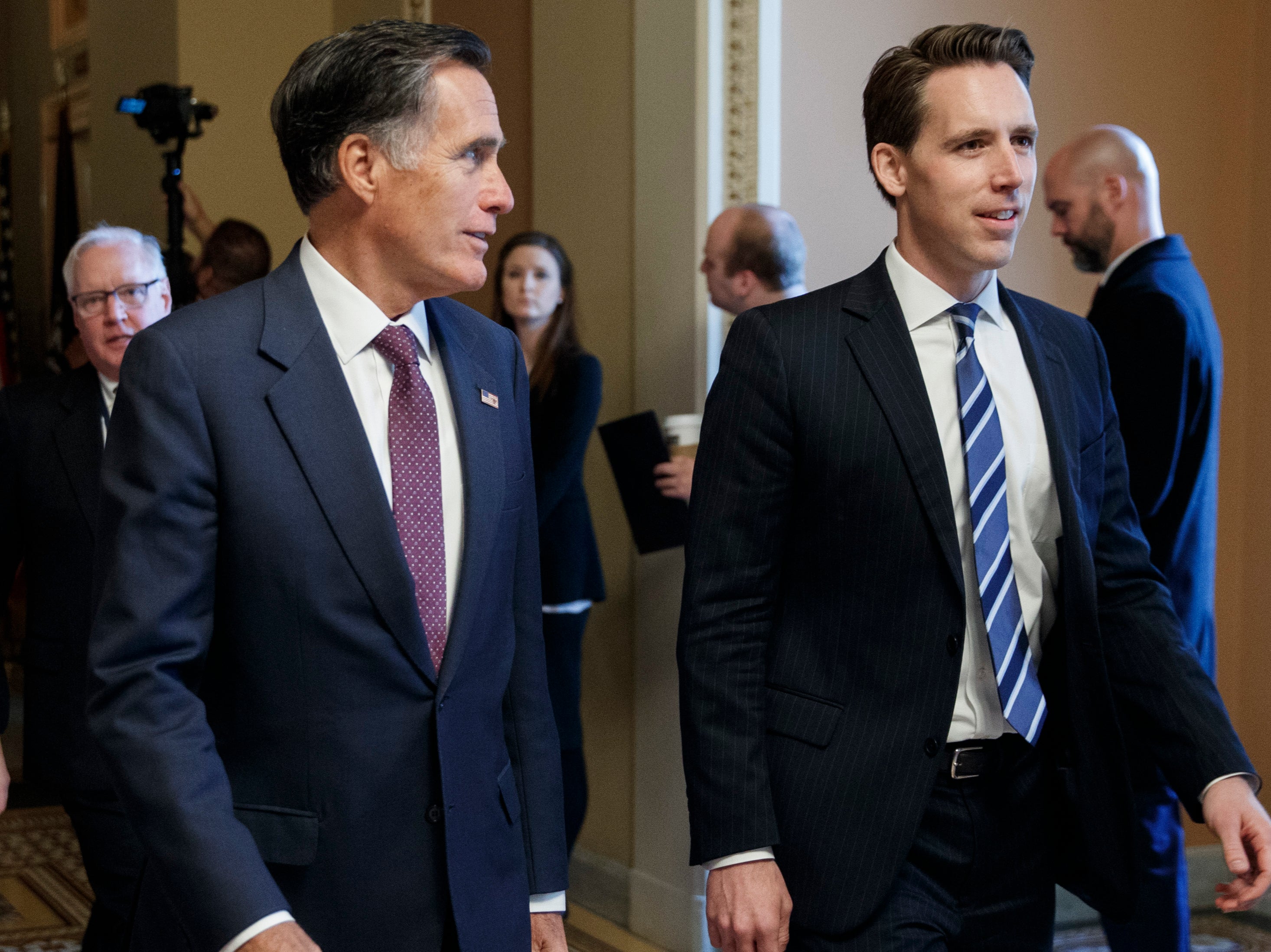 GOP Senators Mitt Romney and Josh Hawley