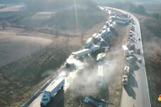 Dozens of vehicles crash along icy stretch of interstate in western Wisconsin, police say