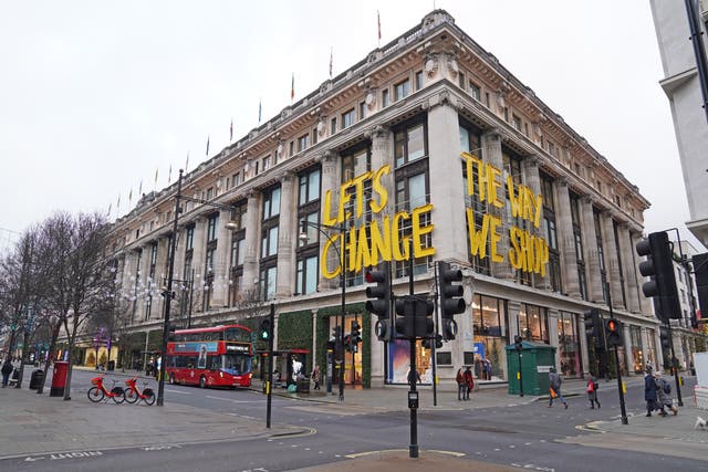 Selfridges department store on Oxford Street in London. The Weston family has sold the luxury retail group Selfridges (Stefan Rousseau/PA)
