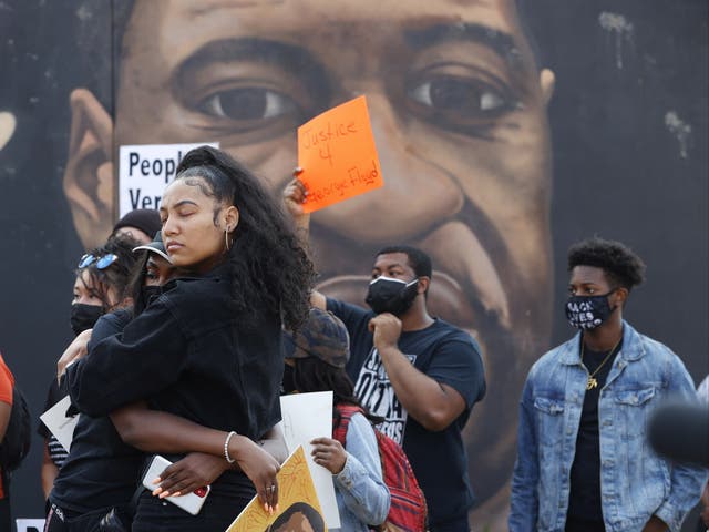 <p>A mural of George Floyd in Minneapolis </p>