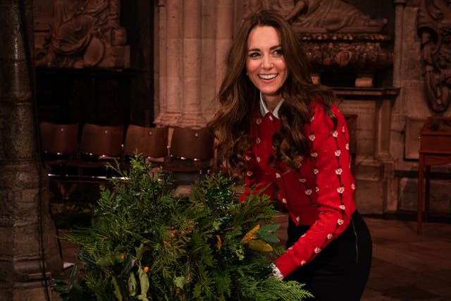 <p>The Duchess of Cambridge decorating a Christmas tree at Westminster Abbey in Londo</p>