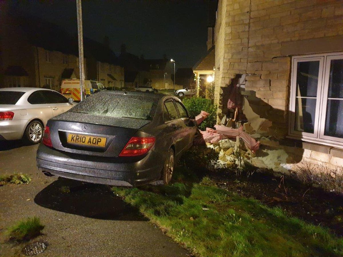 Police seek two who fled after crashing car into family home