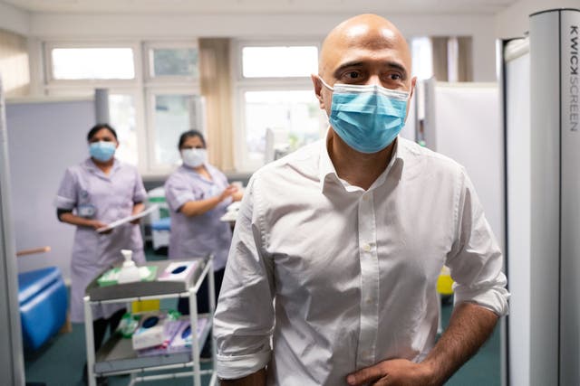 <p>Health secretary Sajid Javid visiting St George’s hospital in London.  </p>