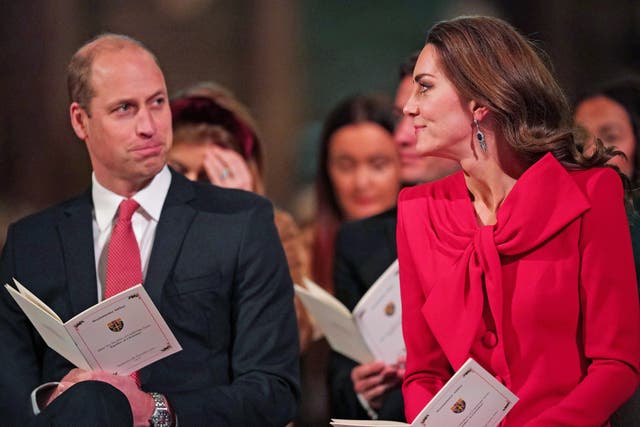 The Duke and Duchess of Cambridge taking part in Royal Carols – Together At Christmas, a Christmas carol concert hosted by the duchess at Westminster Abbey in London (Yui Mok/PA)
