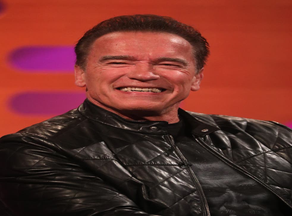Arnold Schwarzenegger during the filming for the Graham Norton Show at BBC Studioworks 6 Television Centre, Wood Lane, London, to be aired on BBC One on Friday evening.