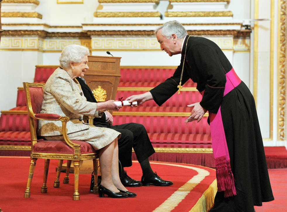 <p>Archbishop Vincent Nichols with the Queen and the Duke of Edinburgh </p>