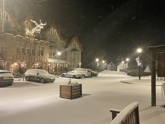 Braemar in Aberdeenshire saw substantial snowfall on Christmas morning (Braemar, Ballater and Deeside Weather Page/PA)
