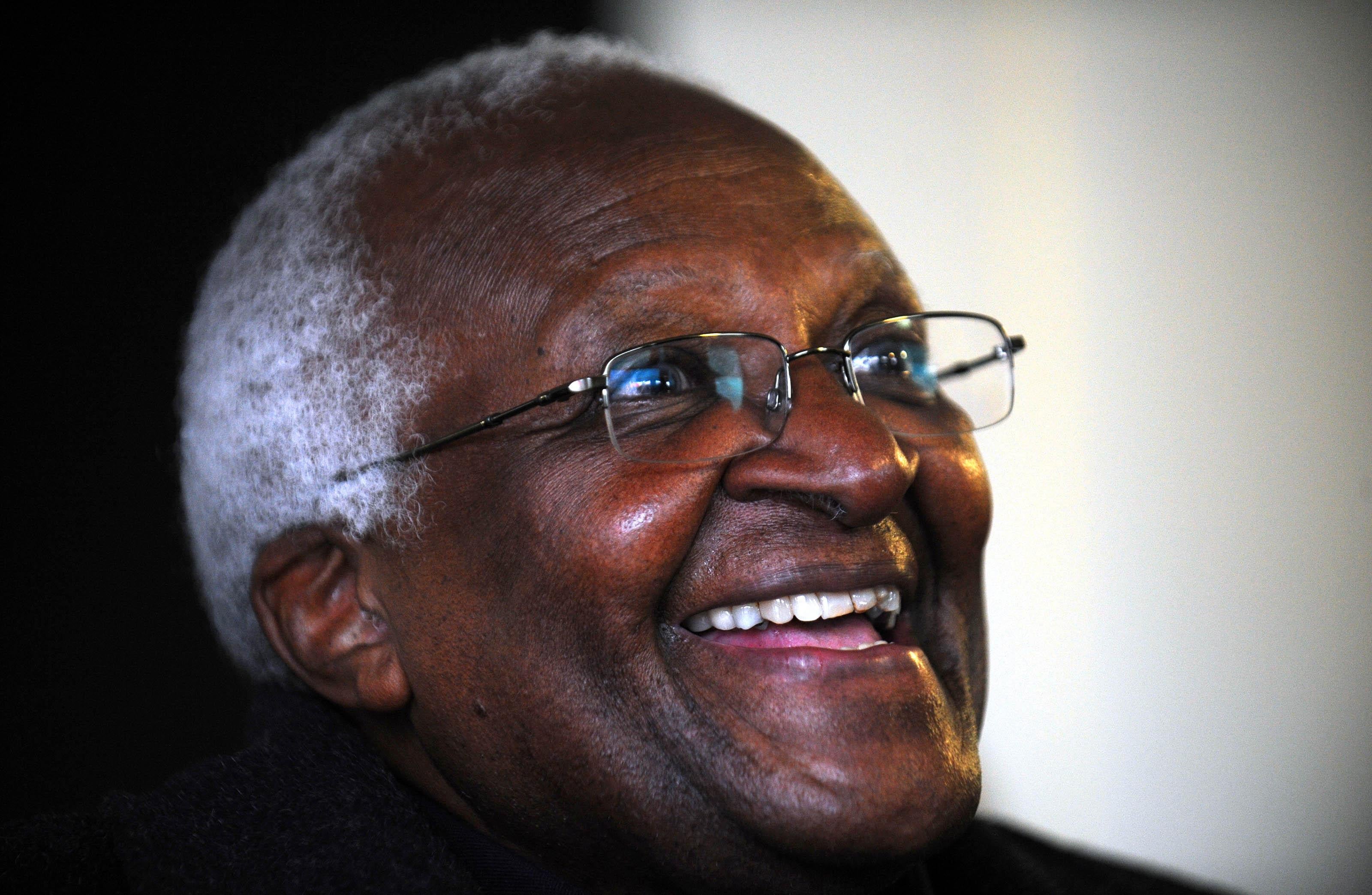Archbishop Desmond Tutu during a visit to the 2012 Olympic Park in Stratford, east London (PA)