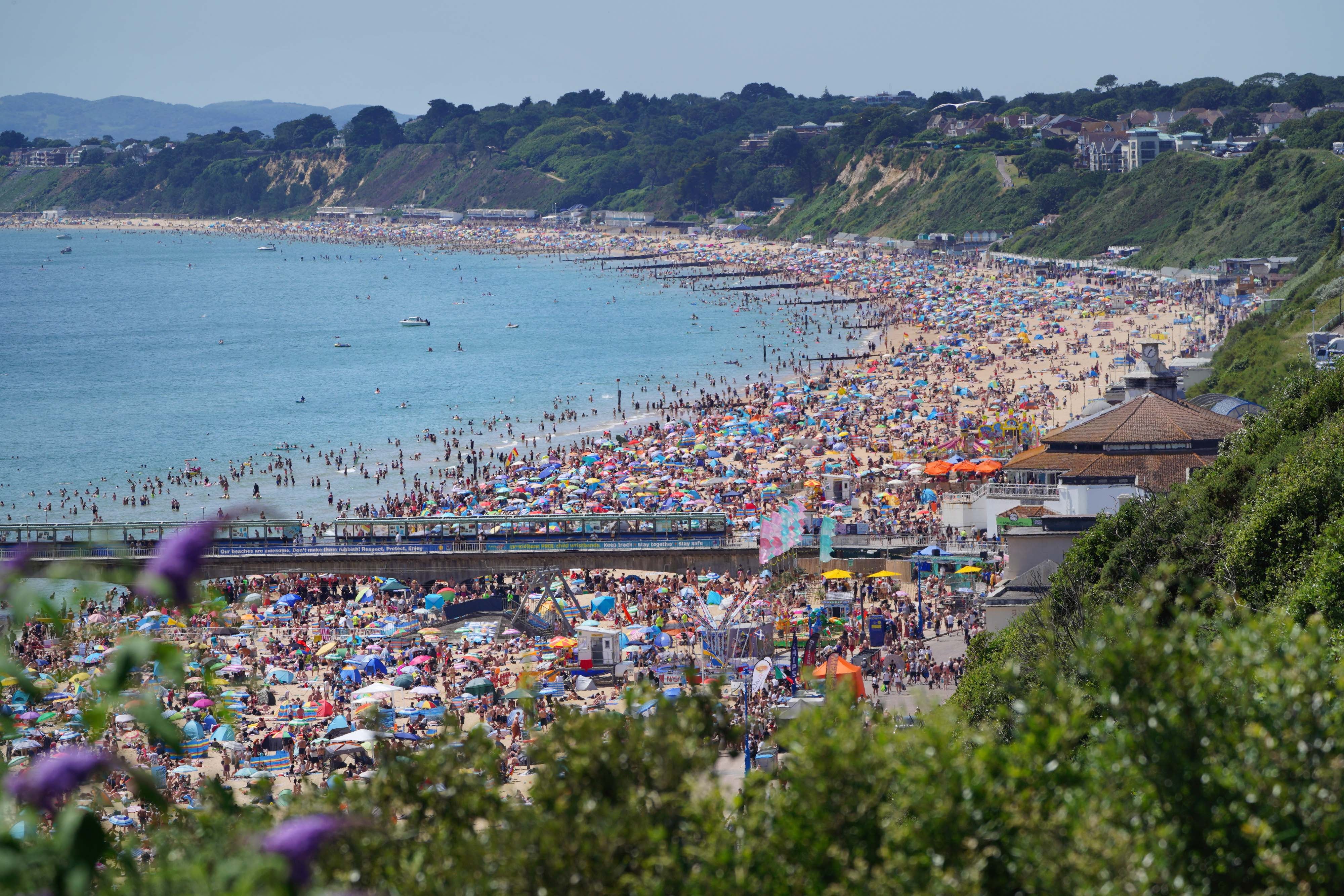 Bournemouth beach in Dorset was packed (Ben Birchall/PA)