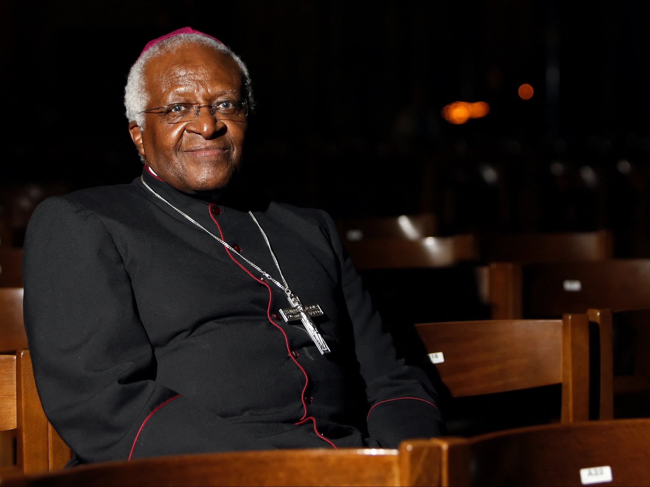 Desmond Tutu following a service to present him with an honorary fellowship of the Guild of Church Musicians in Westminster Cathedral, London, in 2007