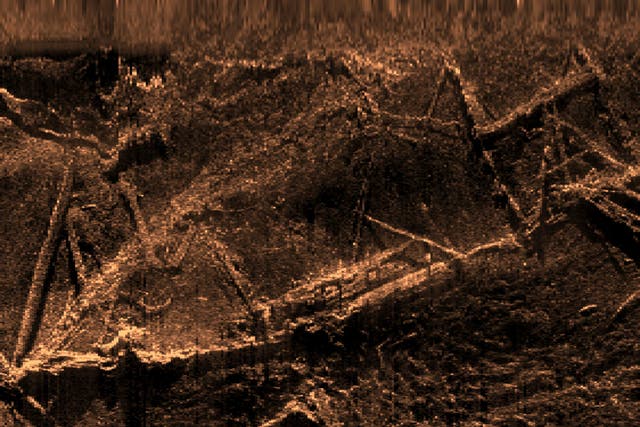 <p>This sonar image created by SEARCH Inc. and released by the Alabama Historical Commission shows the remains of the Clotilda, the last known U.S. ship involved in the trans-Atlantic slave trade. Researchers studying the wreckage have made the surprising discovery that most of the wooden schooner remains intact in a river near Mobile, Ala. including the pen that was used to imprison African captives during the brutal journey across the Atlantic Ocean. (Alabama Historical Commission via AP)</p>