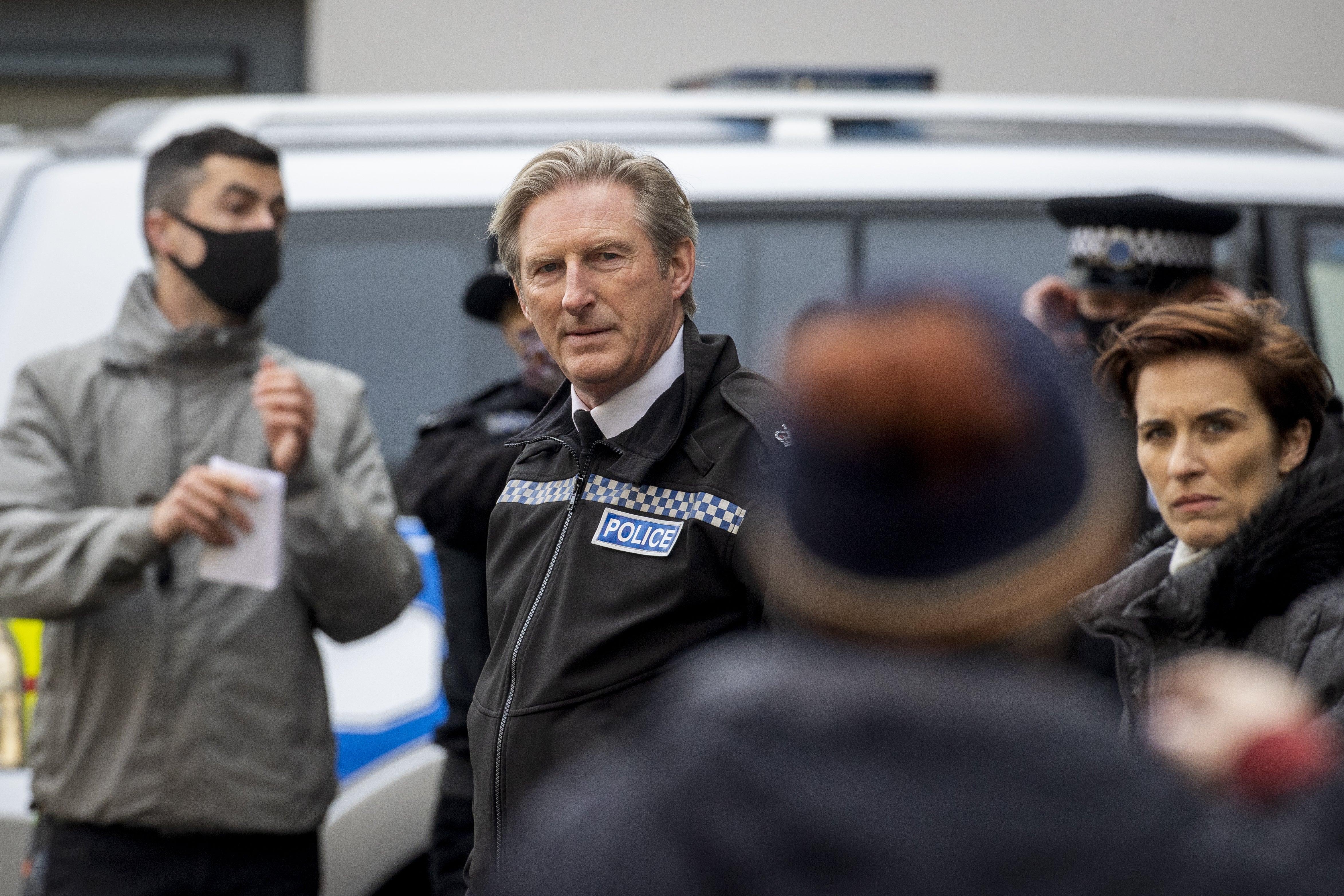 Adrian Dunbar and Vicky McClure on the set of the sixth series of Line Of Duty (Liam McBurney/PA)