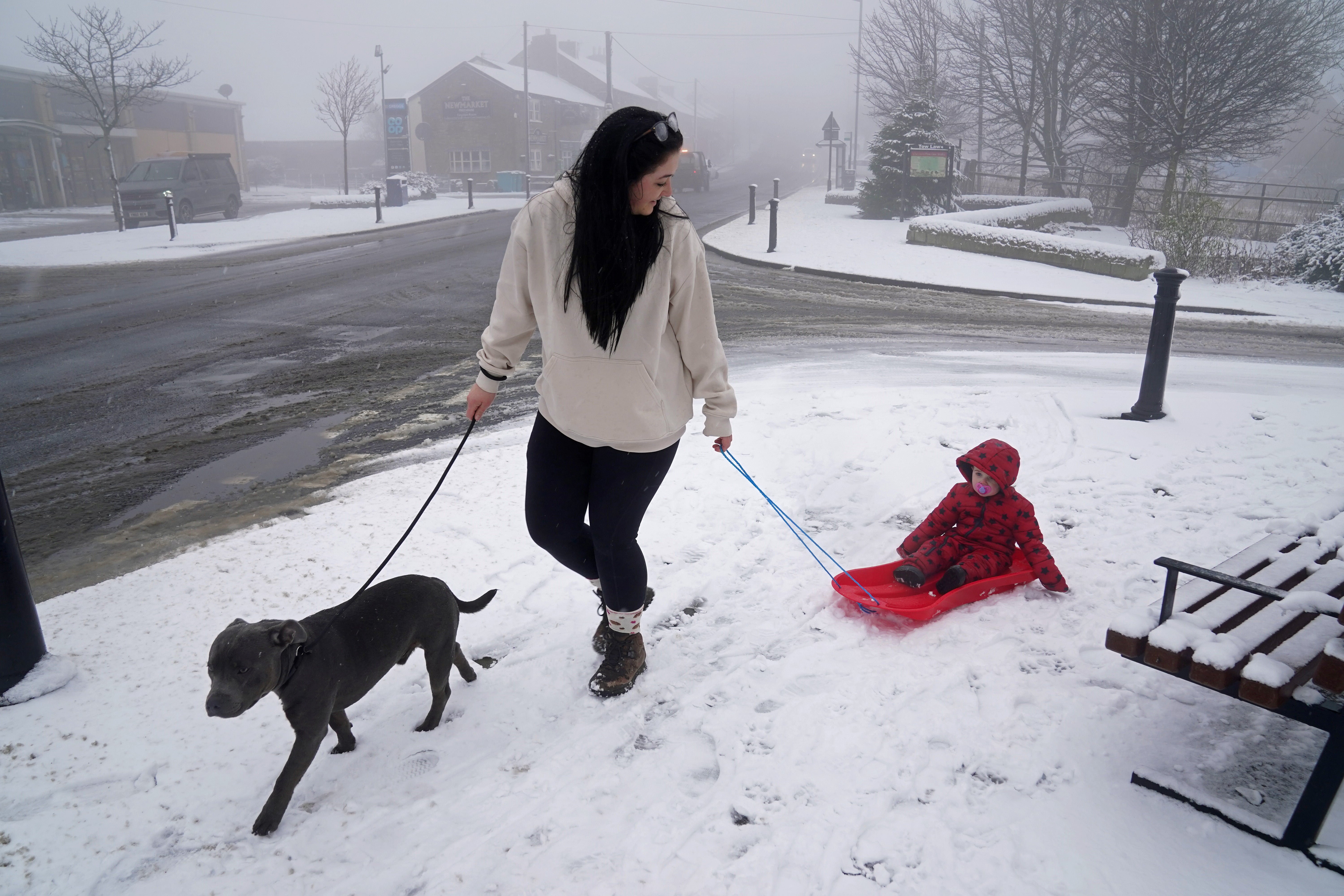 Snow fell in Tow Law, County Durham