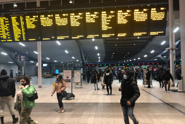 <p>Lucky few: passengers on Boxing Day at London Bridge station , where – unlike most of the UK– a limited number of trains ran on 26 December </p>
