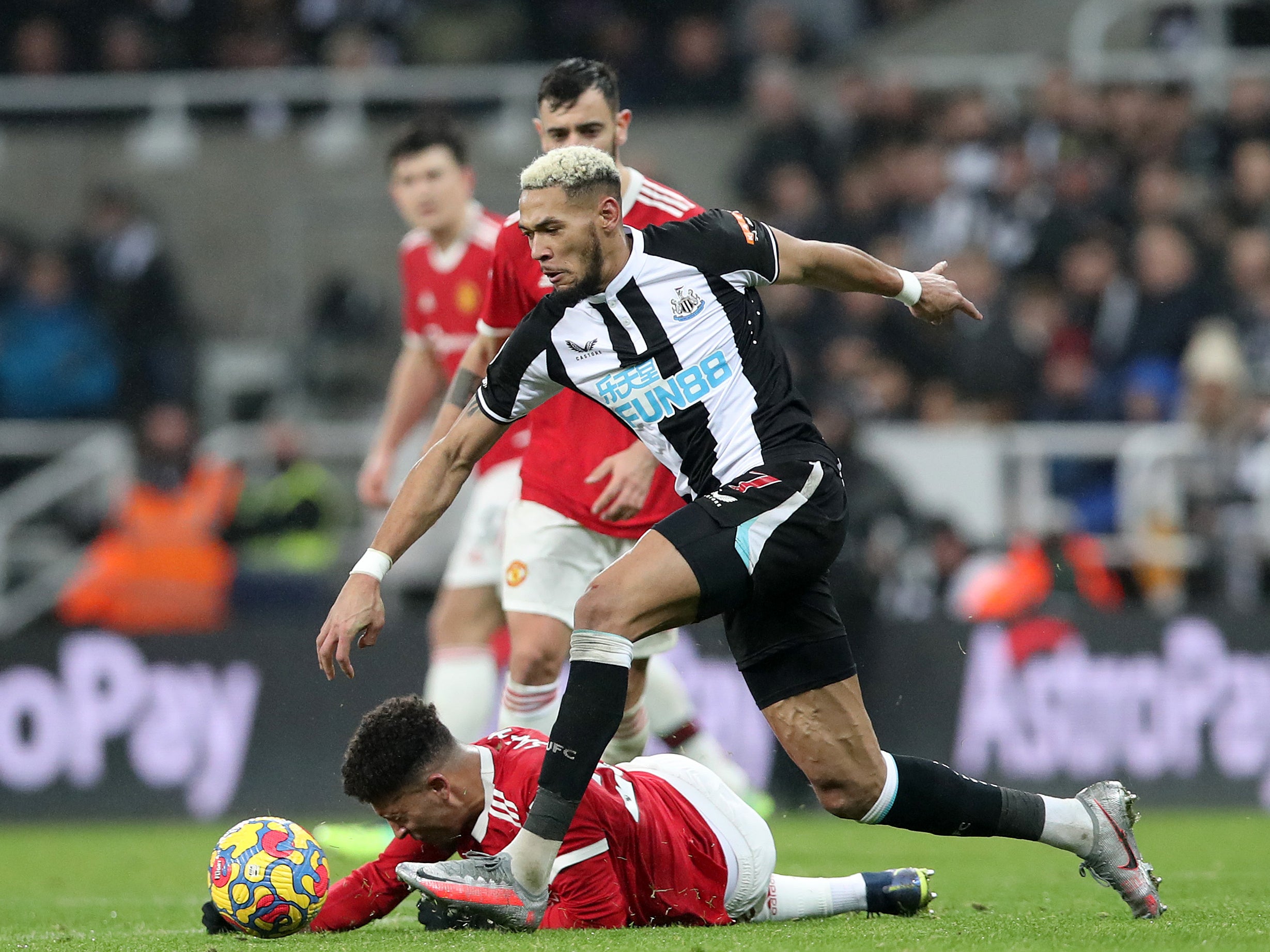 Joelinton turned in a man-of-the-match display for Newcastle against Man United
