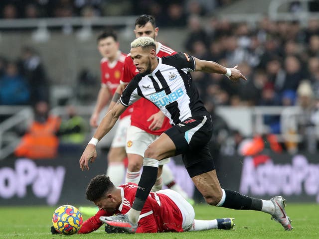 <p>Joelinton turned in a man-of-the-match display for Newcastle against Man United</p>