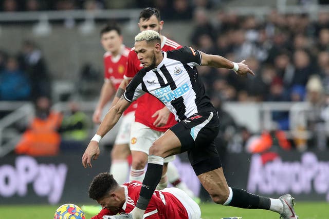 <p>Joelinton turned in a man-of-the-match display for Newcastle against Man United</p>