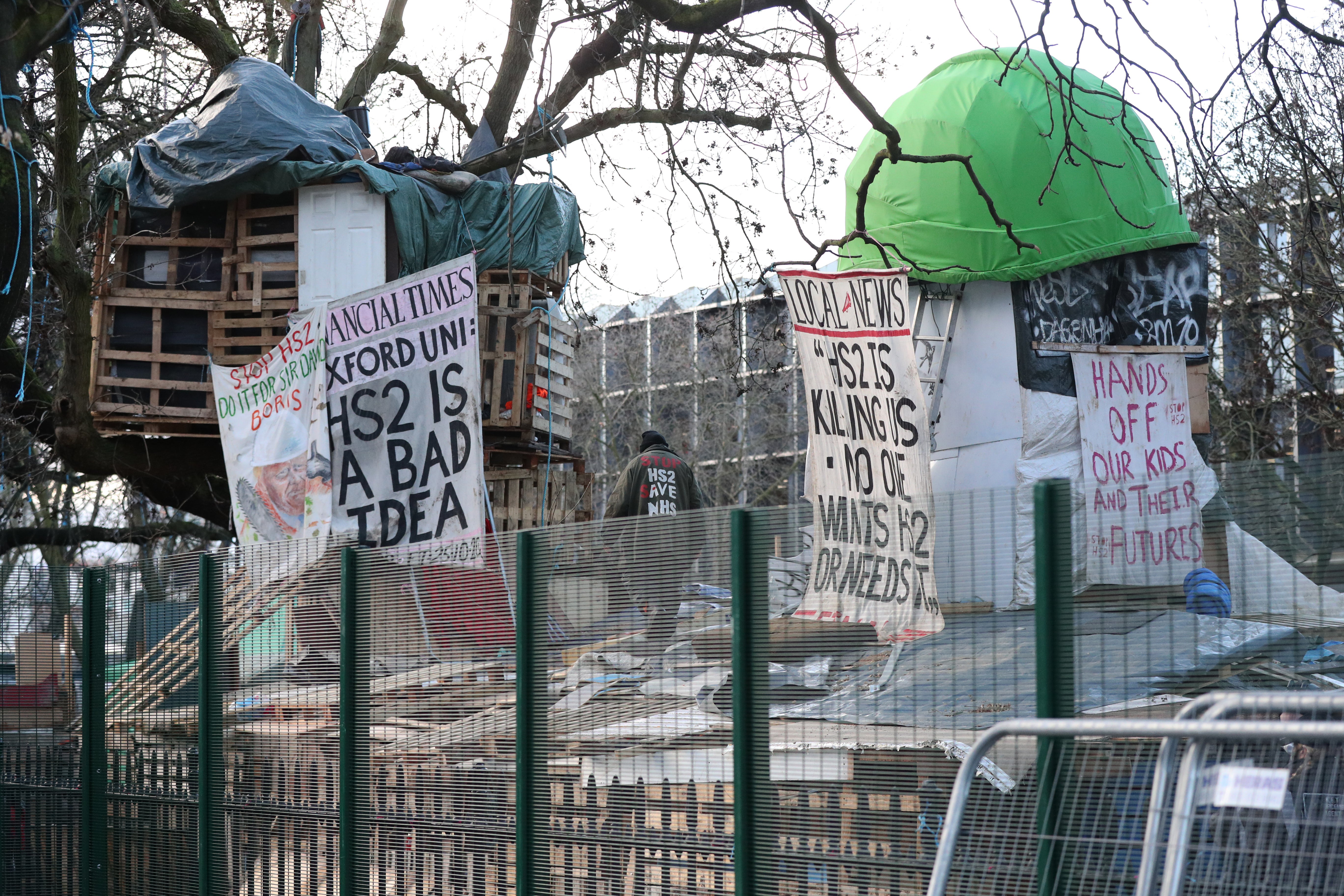 An expensive operation was undertaken in January and February to remove anti-HS2 activists from a network of tunnels in London’s Euston Square Gardens (Jonathan Brady/PA)